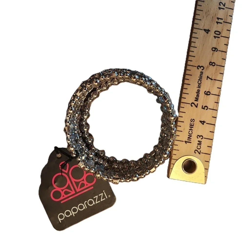 Paparazzi Silver Beaded Coil Wrap Bracelet One Size